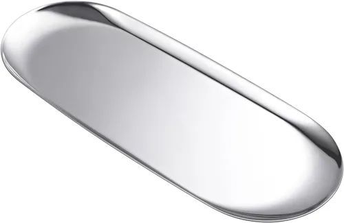 Vista 8 de Bandeja ovalada dorada de acero inoxidable – Mini bandeja de mesa de centro para joyas, cosméticos y velas Revestimiento al vacío – No se