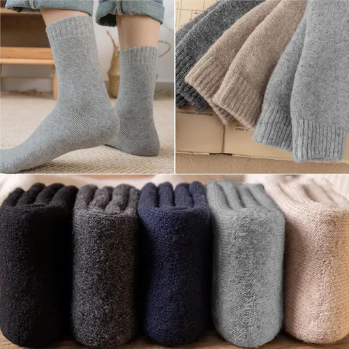 Vista 2 de MOSOTECH 5 Pairs Wool Socks for Men, Size 7-12, Cozy Cushioned Crew Boot Socks Thermal and Warm for Winter Spring Work Hiking