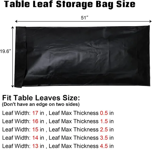 Vista 3 de Bolsa de almacenamiento de hojas de mesa acolchada, paquete de 2, 51 x 20 pulgadas Bolsa de hojas de mesa de comedor resistente, protector