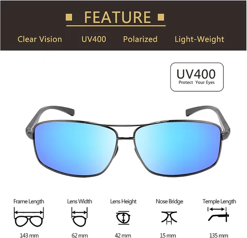 Vista 3 de MOFLYOM Polarized Sunglasses for Men Driving Fishing Mens Sunglasses Rectangular Metal Frame