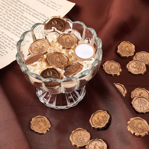 Vista 5 de CRASPIRE 50 calcomanías adhesivas para sellar cera con temática de Pascua, invitación de boda, sellos de sobre, calcomanías de cera prefabricadas