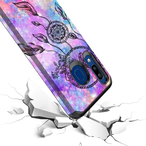Vista 5 de Rosebono - Funda compatible con Samsung Galaxy A20/A30/A50, funda rígida híbrida delgada, a la moda, linda funda de silicona colorida para Samsung