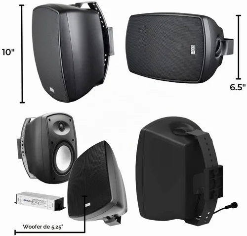 Vista 3 de OSD Audio 5.25" Parlante Inalámbrico Bluetooth para Patio al Aire Libre Architectural Stereo Par Negro BTP525 Alcance Largo