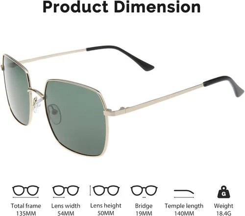 Vista 3 de JOO'RTI Polarized Square Oversized Sunglasses UV Protection for WomenMen