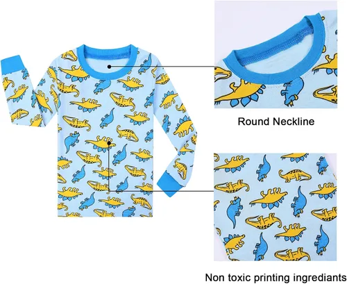 Vista 5 de Benaive Pijama para niños, pijama de algodón para niño, conjunto de pantalones de 4 piezas para niños