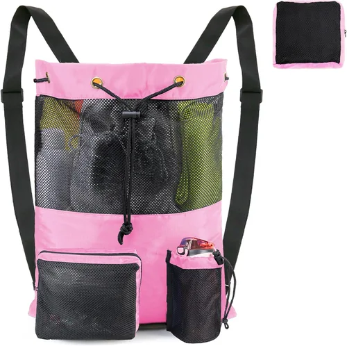 Vista 13 de BeeGreen Gym Bags for Men Women Mesh Drawstring Backpack for Swim Sports Workout Gear Gifts for Swimmers Beach Pool Wrestling Backpack Cinch Bag