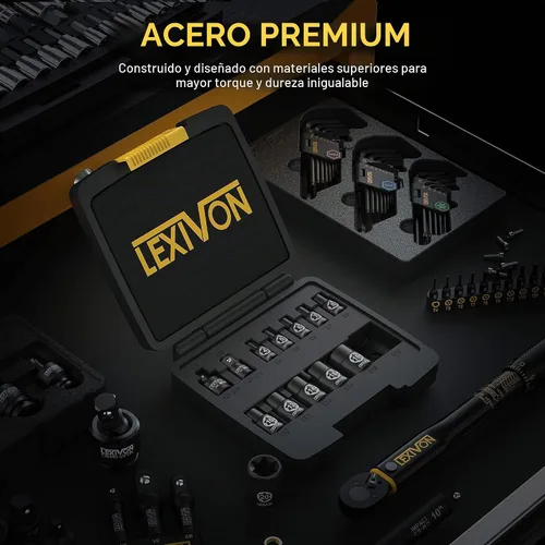 Vista 2 de LEXIVON E-TORX - Juego de dados de acero aleado al cromo vanadio, 13 piezas hembra Star Socket E4 - E20 Set Estuche de almacenamiento mejorado