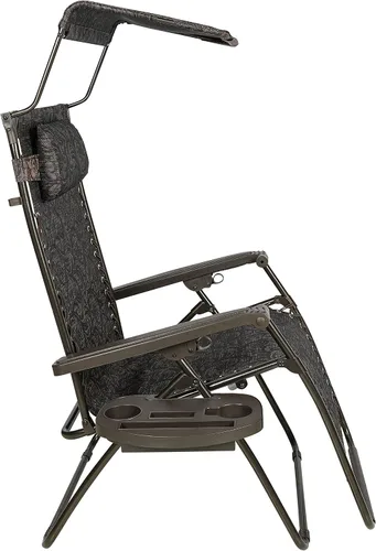 Vista 8 de Bliss Hammocks - Silla de gravedad cero con toldo y bandeja lateral, Jacquard café