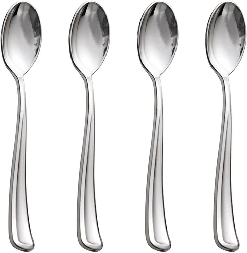 Vista 16 de WDF 100 tenedores de plástico dorado – Tenedores resistentes y duraderos desechables de 7.4 pulgadas – Elegantes tenedores dorados para postre