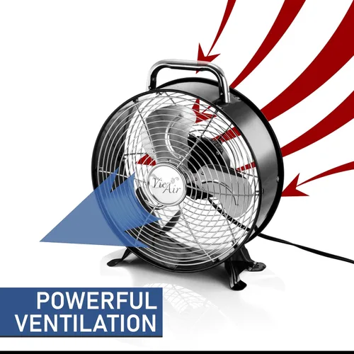 Vista 6 de Vie Air Ventilador de tambor de metal duradero de doble velocidad potente y silencioso de alta velocidad, 12 pulgadas de ancho