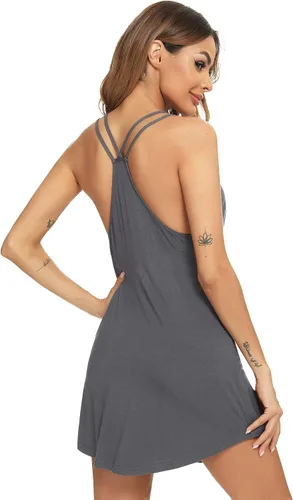 Vista 5 de Camisón sexy sin mangas para mujer, camisón suelto con cuello en V