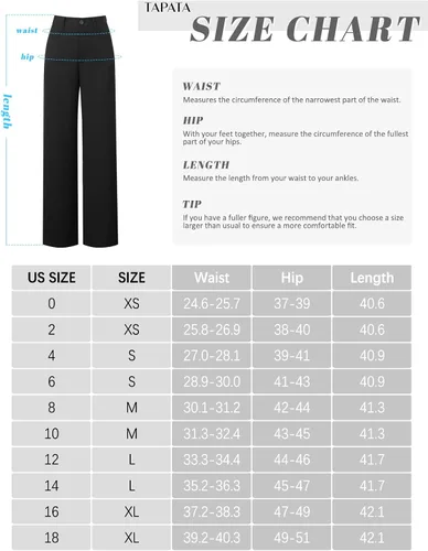 Vista 6 de Tapata Pantalones de pierna ancha para mujer, pantalones de vestir de cintura alta, casuales, elásticos, bolsillos para el trabajo y negocios