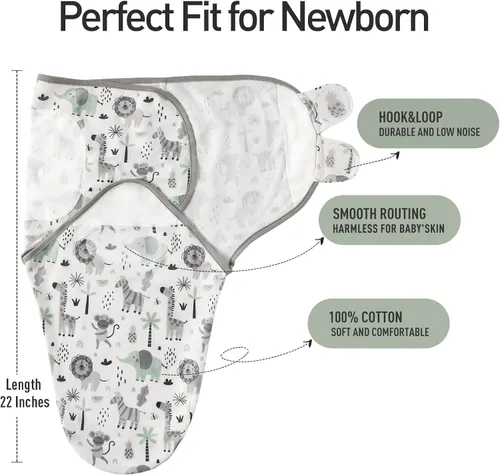 Vista 5 de GLLQUEN BABY Sacos de Dormir Envolventes Orgánicos para Recién Nacidos - Envolturas para Bebés de 0-3 Meses, Paquete de 3 Sacos Envolventes