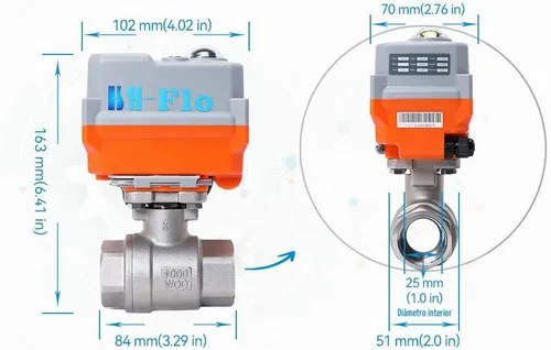 Vista 4 de 2 vías 1 "DN25 24VAC/DC 4-20mA/0-20mA Actuador proporcional de acero inoxidable 304 Válvula de bola motorizada de control de modulación integral