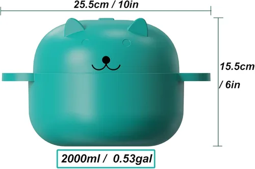 Vista 3 de Taza de ramen de 68 onzas para microondas, olla para fideos, vaporera para cocinar alimentos y verduras con colador removible, verde Sin BPA