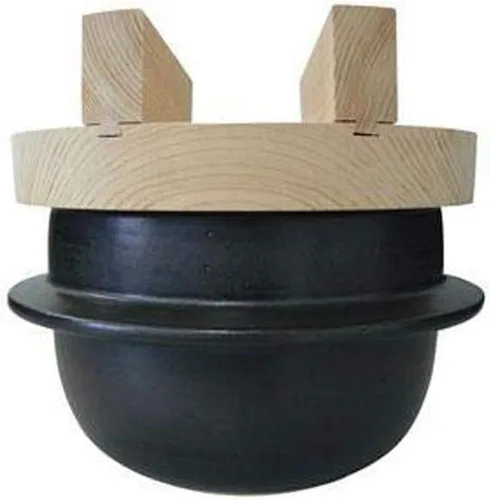 Vista 4 de Japanese Rice Cooker Donabe Clay Pot Set, 3 Go (3 Cups), Includes Hinoki Rice Scoop