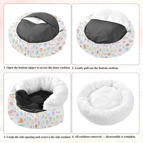 Vista 7 de Pet Dog Beds Relieve Stress Fluffy Cat Cave Bed for Small Size Pets Sleeping XS Dog Paws