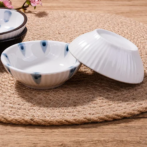 Vista 6 de Plato pequeño de salsa de soja, plato de sabor de cerámica, plato de sushi de estilo japonés, plato de salsa de 4 piezas