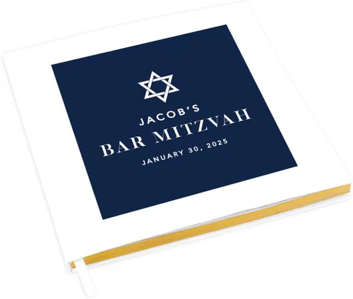 Vista 20 de Andaz Press Libro de invitados personalizado de Bar/Bat Mitzvah con detalles dorados, 120 páginas Art Deco personalizadas, álbum de fotos de tapa