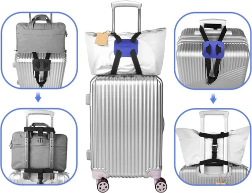 Vista 4 de Correas de equipaje, elástico para equipaje, correas de equipaje, cinturón ajustable para maleta, azul (2)