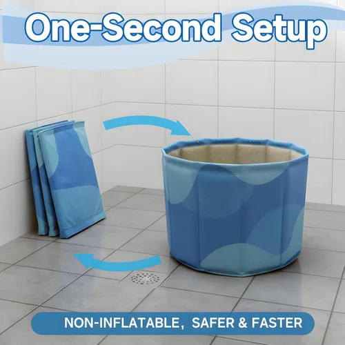 Vista 3 de WAVYEASE® Bañera portátil mejorada para niños pequeños, bañera plegable de inmersión profunda para niños, instalación de un segundo, fácil