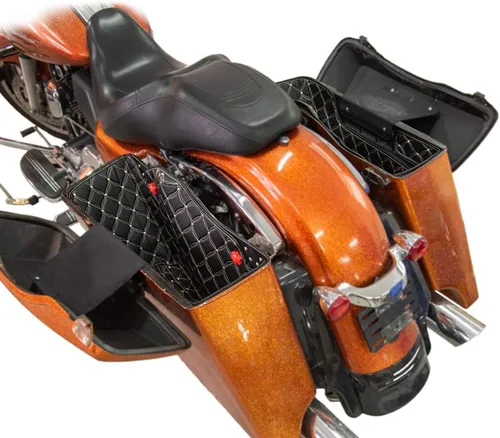 Vista 8 de Moto Onfire Alforros para alforjas de EE.UU., costuras beige, insertos de bolsas extendidas para 2013 y abajo, alforjas duras estiradas