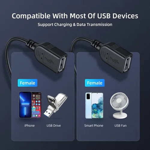 Vista 2 de ANDTOBO Divisor USB 1 a 4, USB 2.0 A macho a 4 USB hembra Jack Y Splitter Hub Cable adaptador de extensión de cable de alimentación, negro