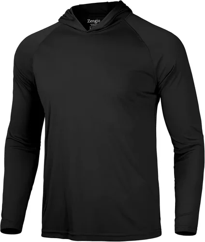 Vista 3 de Zengjo Sudadera ligera con capucha para hombre, manga larga con capucha