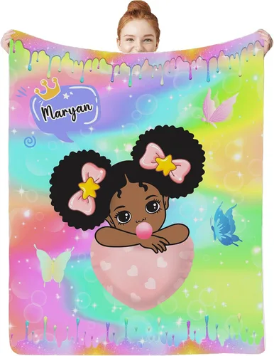 Vista 23 de Artsadd Manta facial personalizada de princesa para niñas, personalizada con cara de niños, manta personalizada para niños, nombre de foto de bebé