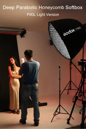 Vista 8 de Godox Portátil P90L 90CM profundo Parabólico Honeycomb Grid Softbox Bowens Mount Studio Flash Reflector Photo Studio Softbox
