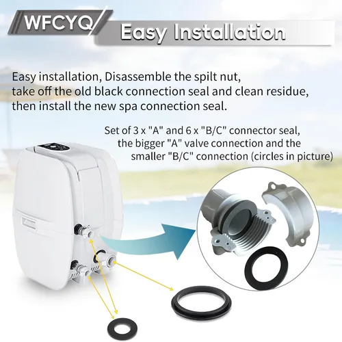 Vista 3 de Kit de juntas A y B/C compatible con SaluSpa Coleman Lay-Z-Spa (3A6BC) Sello contra fugas