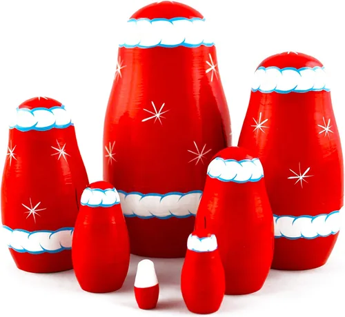 Vista 3 de Muñecos de anidación de madera de Papá Noel de Navidad, 7 piezas, decoración de Navidad de Papá Noel, ideas de regalos de muñecas - Matryoshka