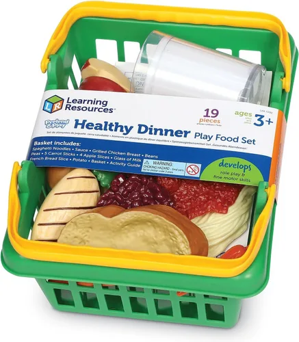 Vista 3 de Learning Resources Canasta de cena saludable - 19 piezas, a partir de 3 años, comida de simulación para niños pequeños, juguetes de aprendizaje