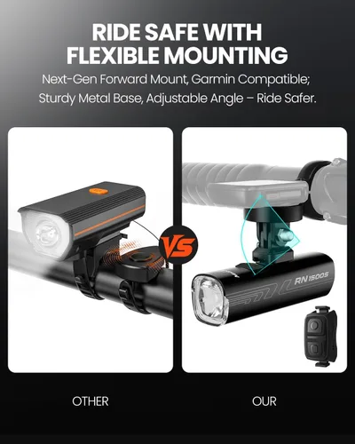 Vista 7 de Magicshine Luz de bicicleta RN 1500S, luces de bicicleta para conducción nocturna con montaje inferior, control FTR LightSync, recargable por USB