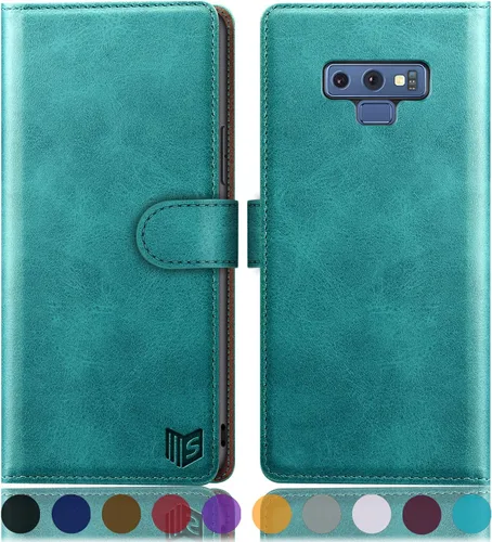 Vista 11 de SUANPOT Funda de piel tipo cartera para Samsung Galaxy Note 9 de 6.4 pulgadas con bloqueo RFID, soporte para tarjetas de crédito, funda con tapa