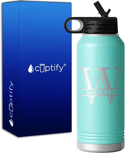 Vista 61 de Vaso personalizado de regalo de cumpleaños para mujeres y hombres, con monograma de escritura dividida, inicial y nombre grabado en negro, taza