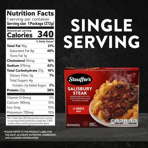 Vista 2 de Filete de Salisbury de Stouffer's, Porción Individual, Filete de Salisbury Congelado, Comida Congelada Individual de 9.625 oz