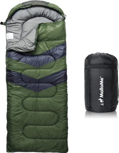 Vista 23 de MalloMe Sacos de dormir para adultos en clima frío y cálido – Saco de dormir para niños, niñas, niños – Accesorios ligeros esenciales de camping