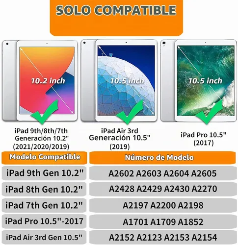Vista 2 de Funda para niños para iPad 10.2 y 10.5, iPad de 9ª/8ª/7ª generación de 10.2 pulgadas 2021 2020 2019 con protector de pantalla, iPad Air 3ª Negro
