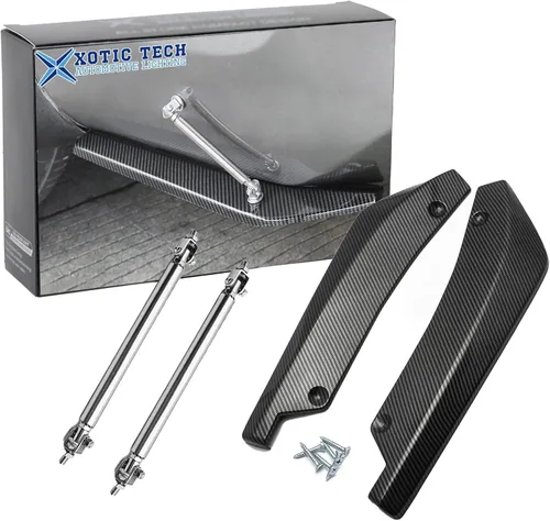 Vista 9 de x xotic tech JDM - Difusor universal para parachoques trasero, divisor de valencia, alerón de alerón, patrón de fibra de carbono con varilla