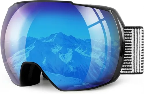 Vista 13 de OULAIQI Gafas de esquí de nieve, protección OTG UV400, anti niebla, esquí, patinaje, snowboard, gafas de snowboard para hombres, mujeres y jóvenes