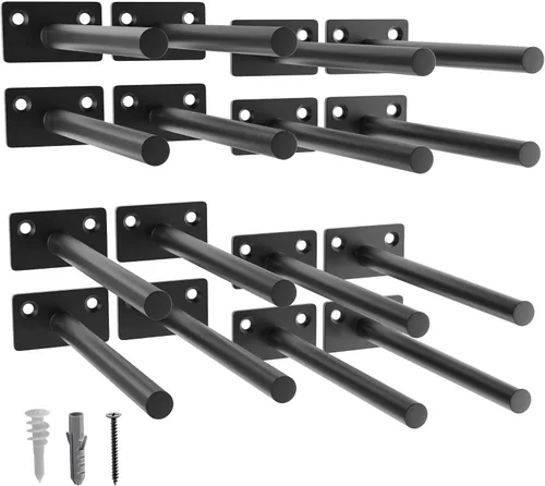 Vista 19 de 12-Pack 10 inch Floating Shelf Brackets, Hidden Shelf Bracket for Wood Negro-paquete de 12