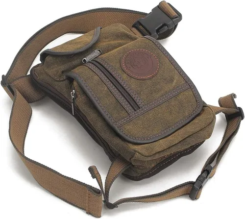 Vista 5 de Canvas Drop Leg Bag Outdoor Waist Pack for Men Women Tactical Military Motorcycle Bike Cycling Multi-Pocket Waist Fanny Pouch Travel Hiking Climbing