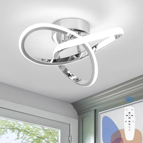 Vista 20 de CANEOE Moderna lámpara LED de techo, luz diurna blanca de 4500 K, lámpara de techo semiempotrada para dormitorio, baño, cocina, balcón, lavandería