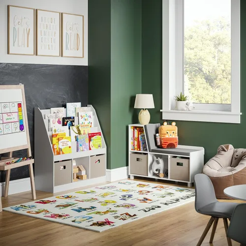 Vista 8 de RiverRidge Estantería para niños con 4 estantes y tres cubículos, blanco (02-251), 11.81"P x 35"A x 36"Al Estantería para sala de juegos con 4