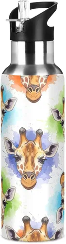Vista 8 de Watercolor Giraffe Stainless Steel Water Bottle 20 Oz Leakproof Water Bottles, BPA-Free Sport Water Bottle