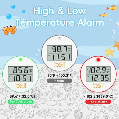 Vista 3 de b & h - Termómetro de baño para bebé, termómetro digital de temperatura del agua de tiburón