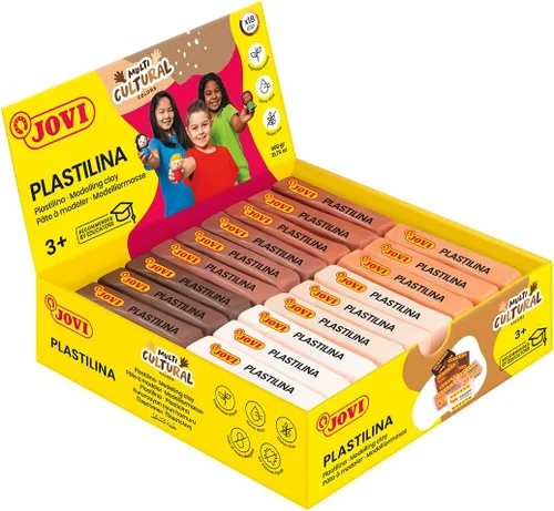 Vista 3 de Jovi - Juego de arcilla para modelar sin endurecimiento, 18 barras, 6 colores multiculturales