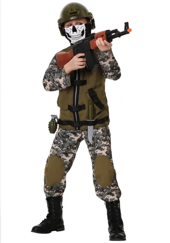 Vista 3 de Disfraz de soldado con camuflaje para niños Multicolor