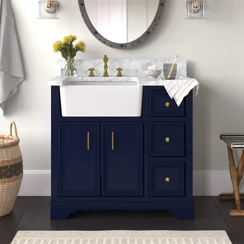 Vista 9 de Kitchen Bath Collection Zelda - Mueble de granja de 36 pulgadas (carrara/chocolate): incluye gabinete de chocolate con encimera de mármol italiano